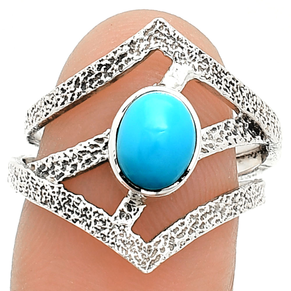 Sleeping Beauty Turquoise - USA 925 Sterling Silver Ring s.7 Jewelry R-1471