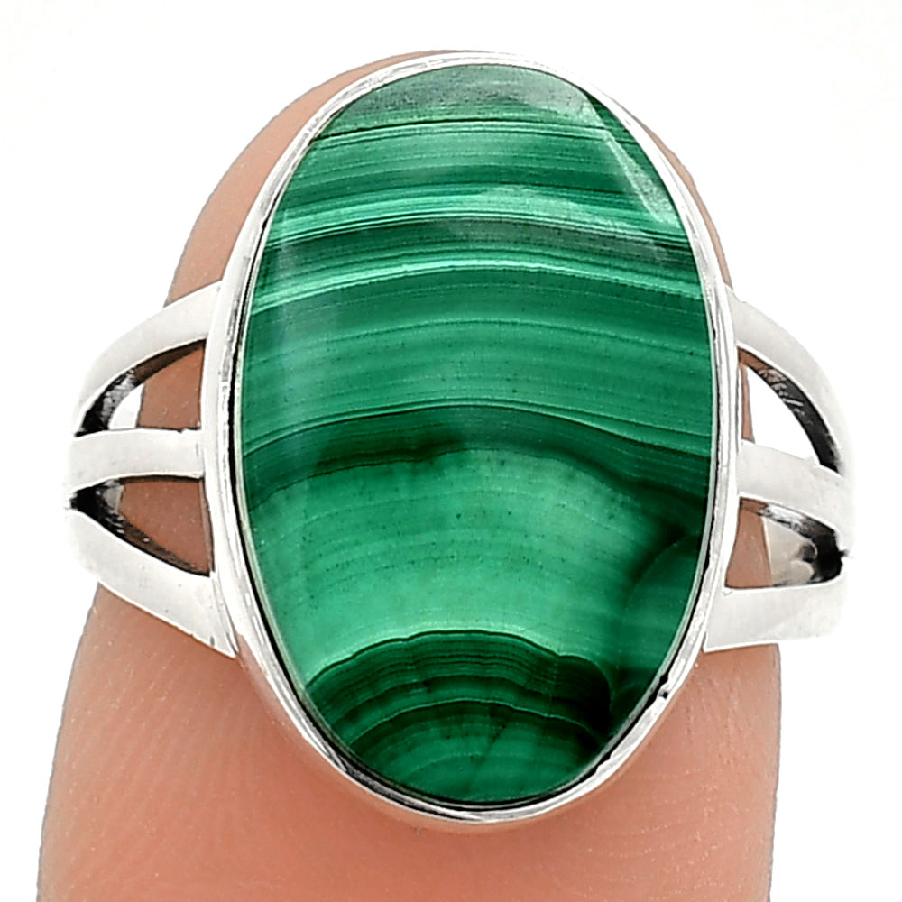 Natural Malachite Eye - Congo 925 Sterling Silver Ring s.7 Jewelry R-1003