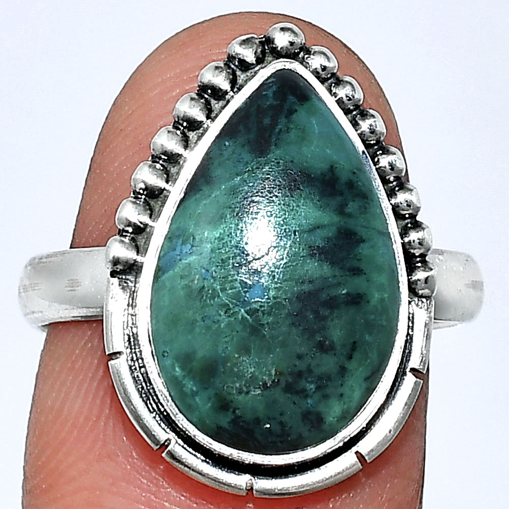 Natural Azurite Chrysocolla 925 Sterling Silver Ring s.8 Jewelry R-1151