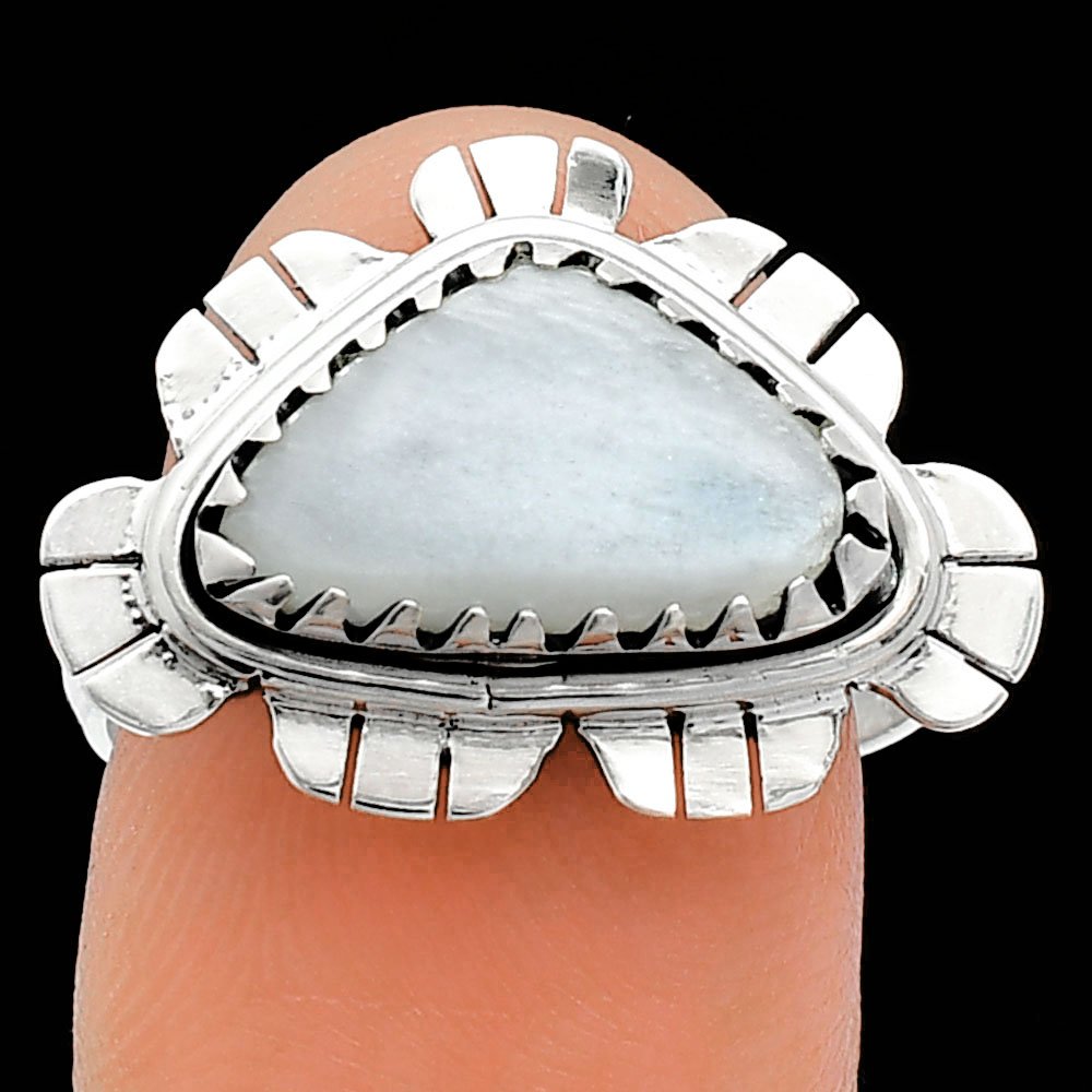 Natural Srilankan Moonstone 925 Sterling Silver Ring s.8 Jewelry R-1341