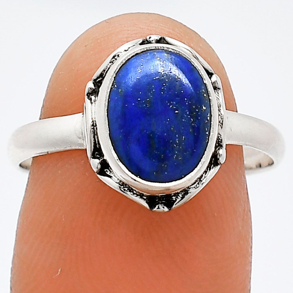 Natural Lapis Lazuli - Afghanistan 925 Sterling Silver Ring s.8.5 Jewelry R-1198