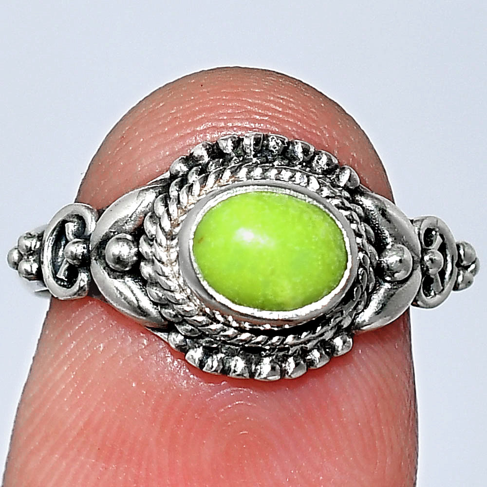 Natural Australian Gaspeite 925 Sterling Silver Ring s.6.5 Jewelry R-1286