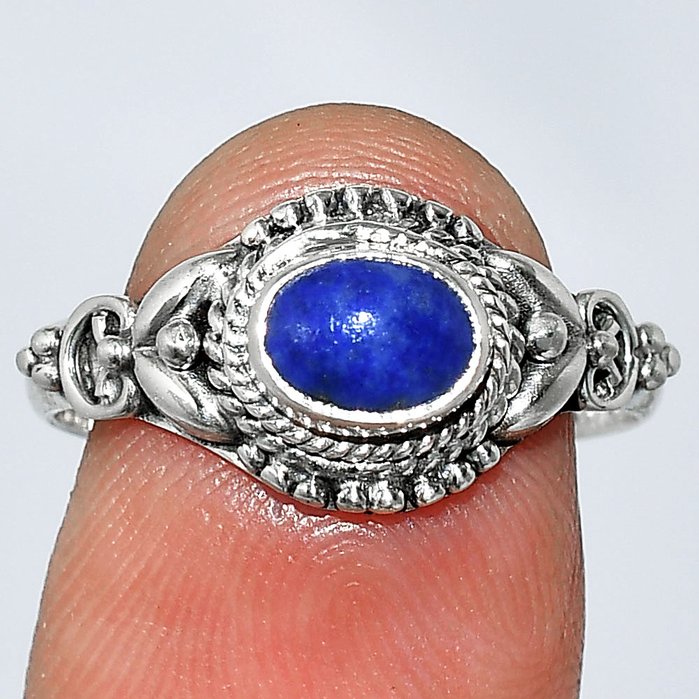 Natural Lapis Lazuli - Afghanistan 925 Sterling Silver Ring s.8.5 Jewelry R-1286