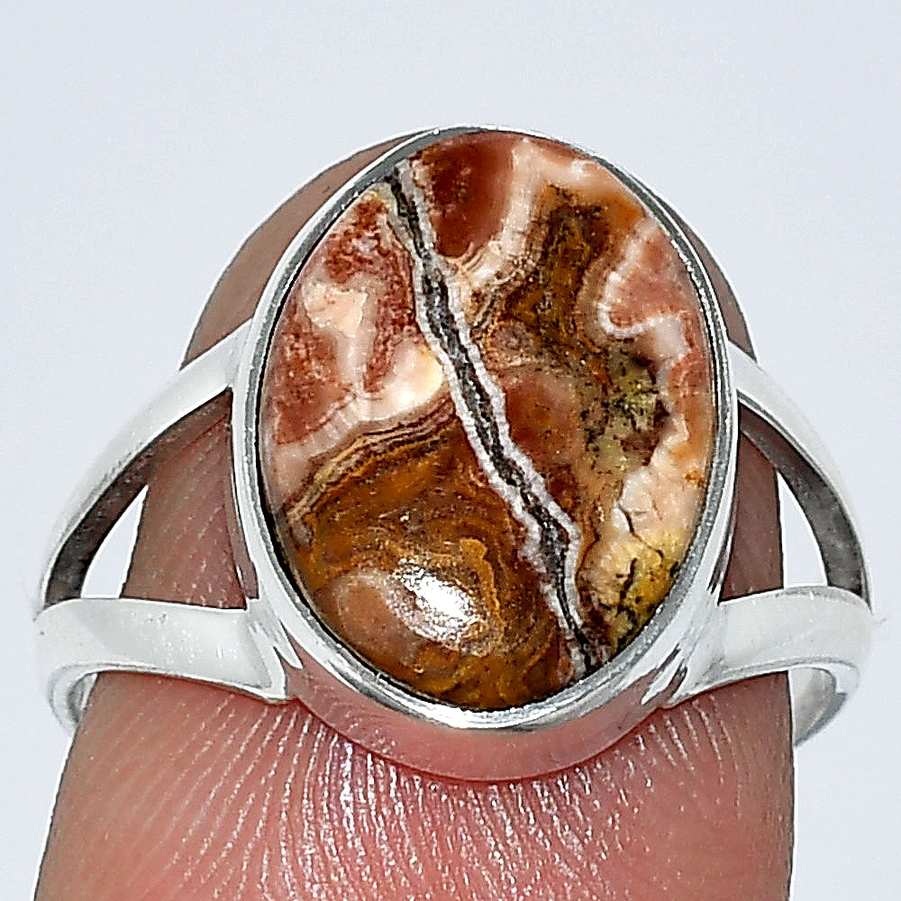 Natural Rosetta Picture Jasper 925 Sterling Silver Ring s.7.5 Jewelry R-1002