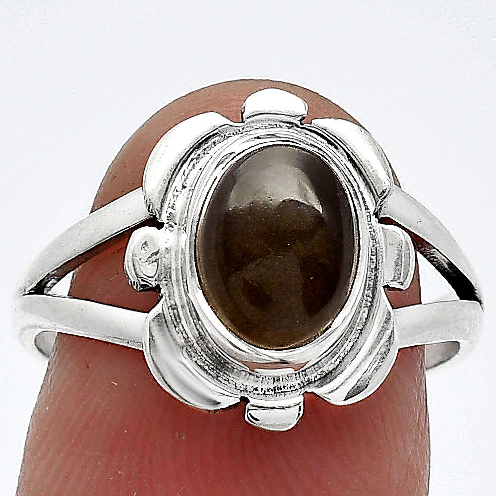 Natural Smoky Quartz - Brazil 925 Sterling Silver Ring s.8 Jewelry R-1342