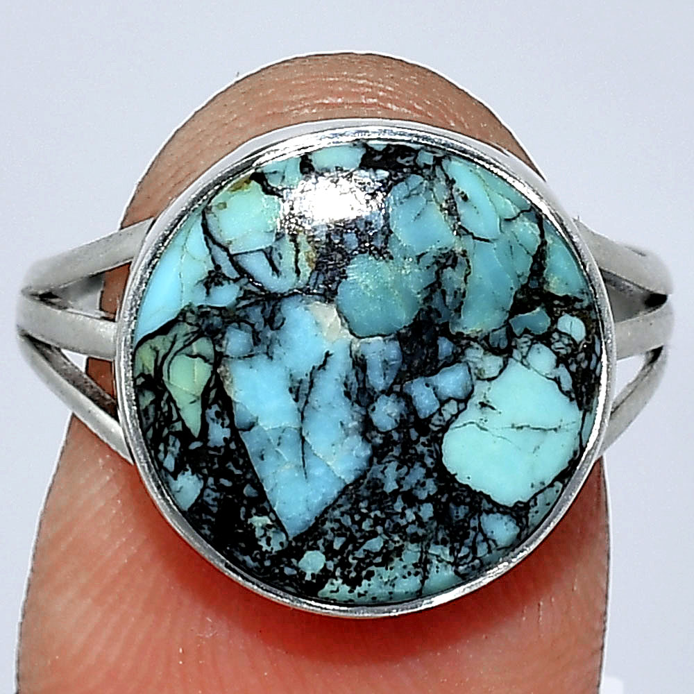 Lucky Charm Tibetan Turquoise 925 Sterling Silver Ring s.8 Jewelry R-1003