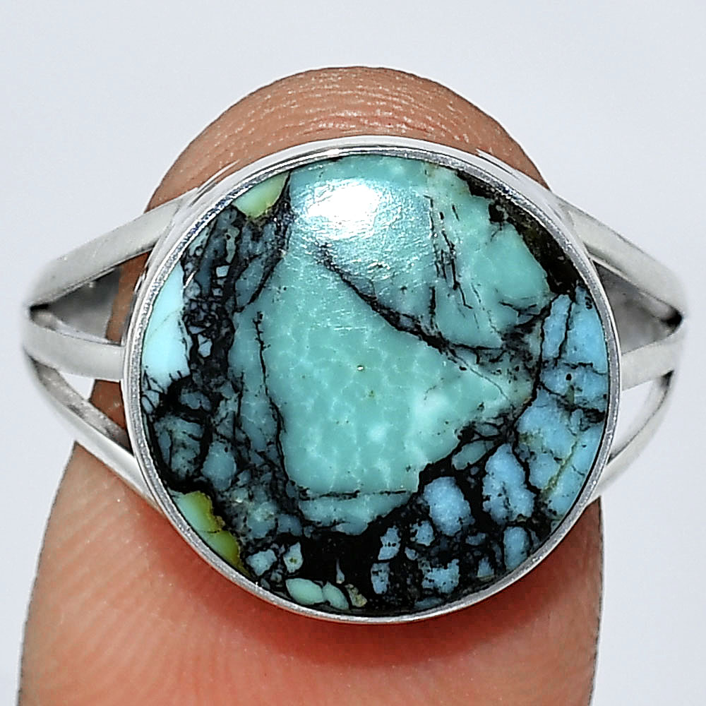 Lucky Charm Tibetan Turquoise 925 Sterling Silver Ring s.9 Jewelry R-1003