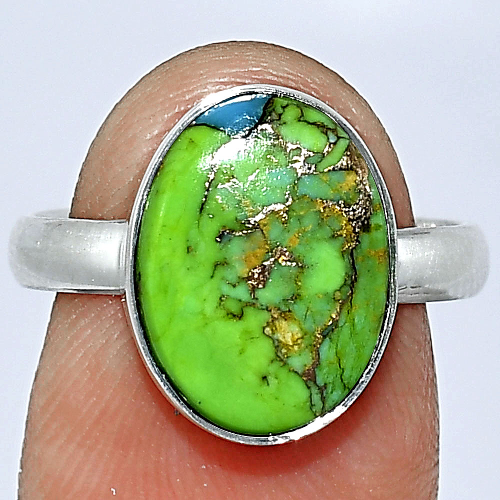 Copper Green Turquoise - Arizona 925 Sterling Silver Ring s.8 Jewelry R-1001