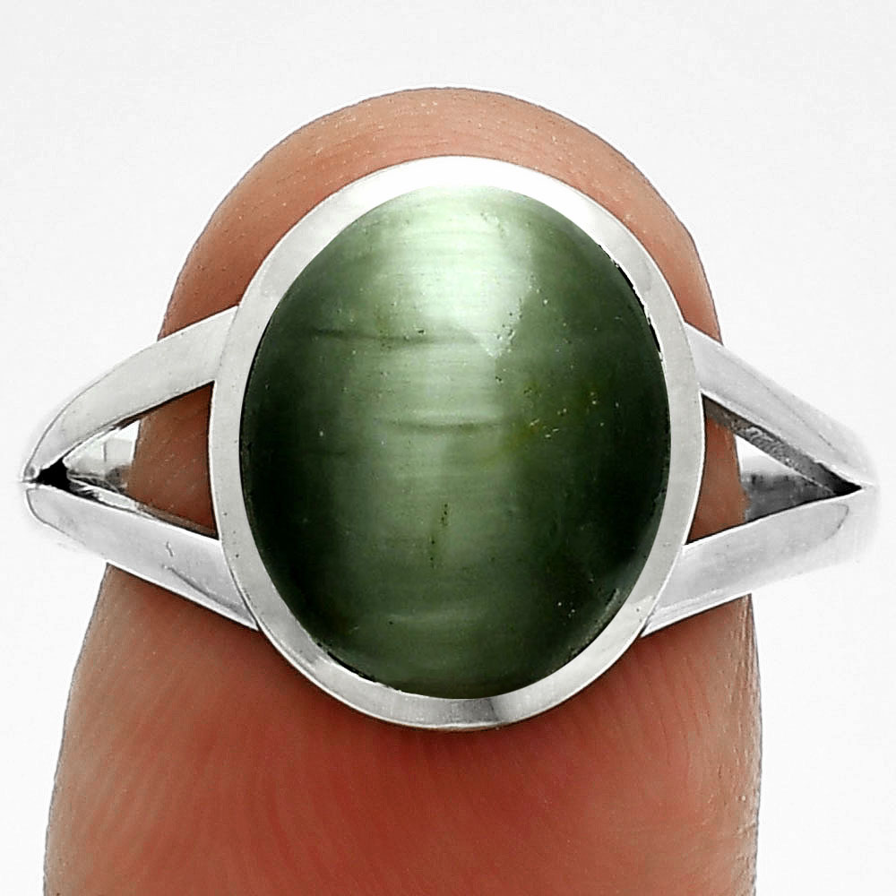 Natural Genuine Cats Eye 925 Sterling Silver Ring s.9.5 Jewelry R-1005