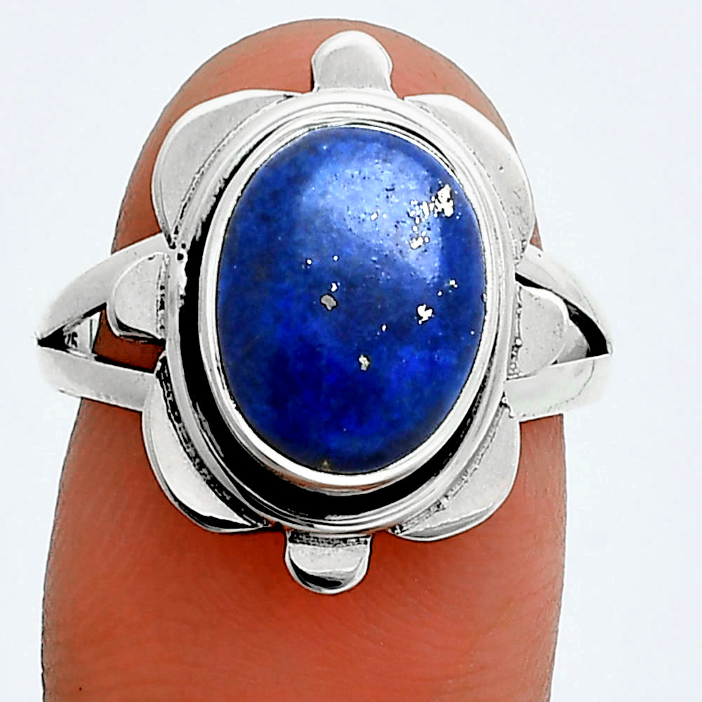 Natural Lapis Lazuli - Afghanistan 925 Sterling Silver Ring s.7.5 Jewelry R-1342
