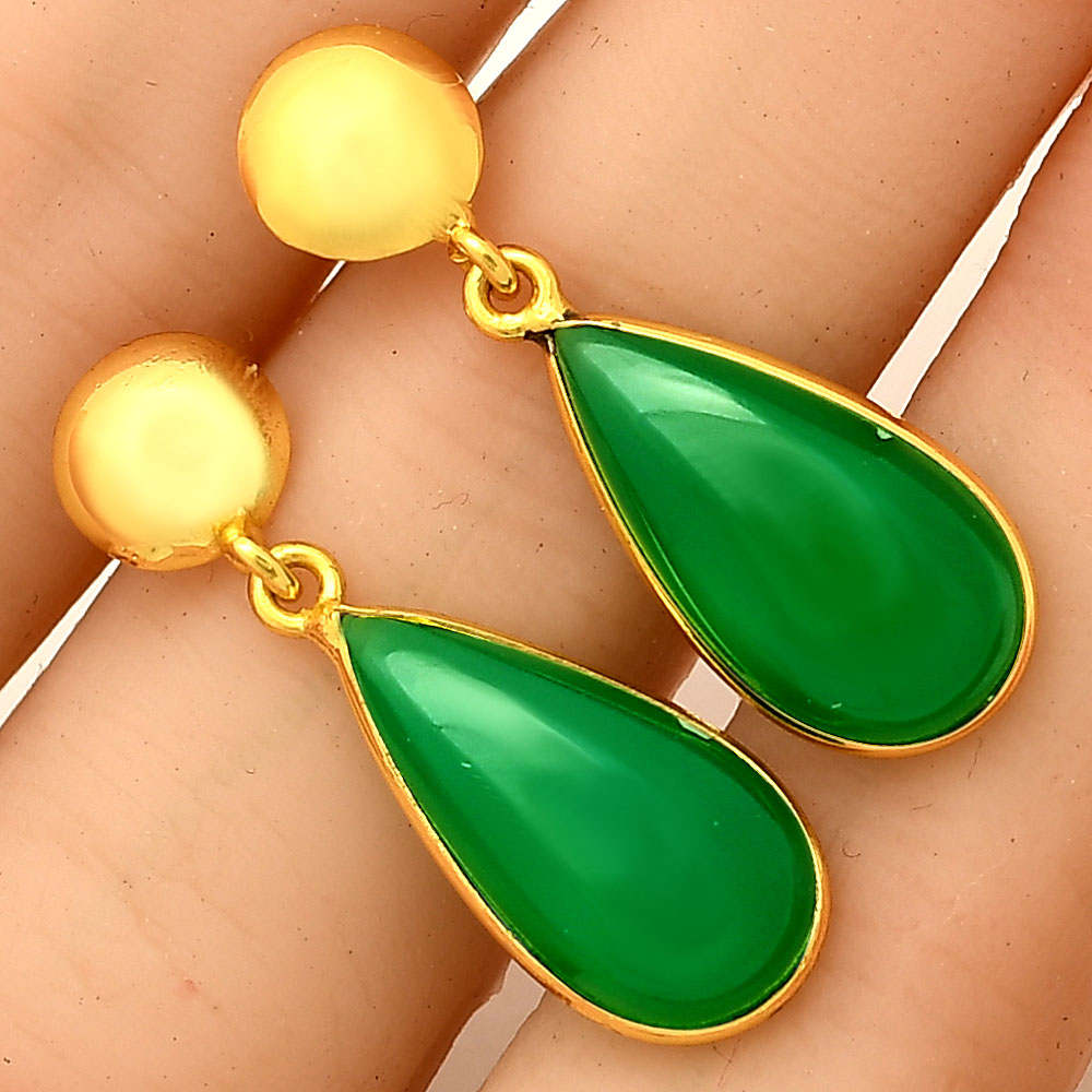 Elegant Teardrop Colorful Gemstone Earrings in 18K Gold Over Brass TGE1019