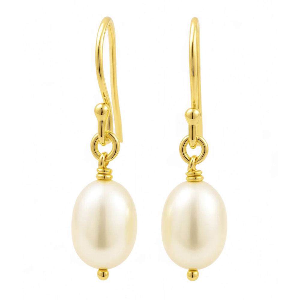 18K Gold Plated Brass Pearl Dangle Earrings for Women, Everyday Chic TGE1033