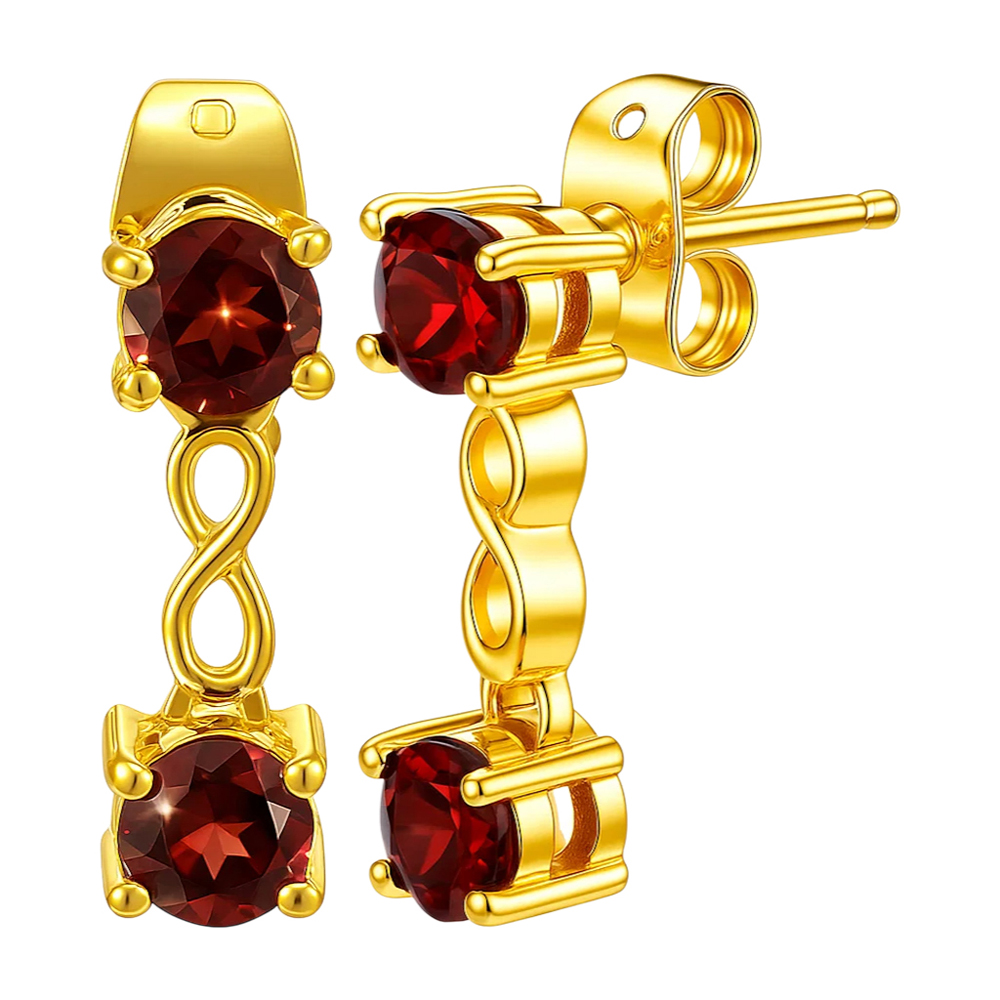 18K Gold Over Brass Infinity Colorful Gemstone Earrings, Classic Dangle TGE1048