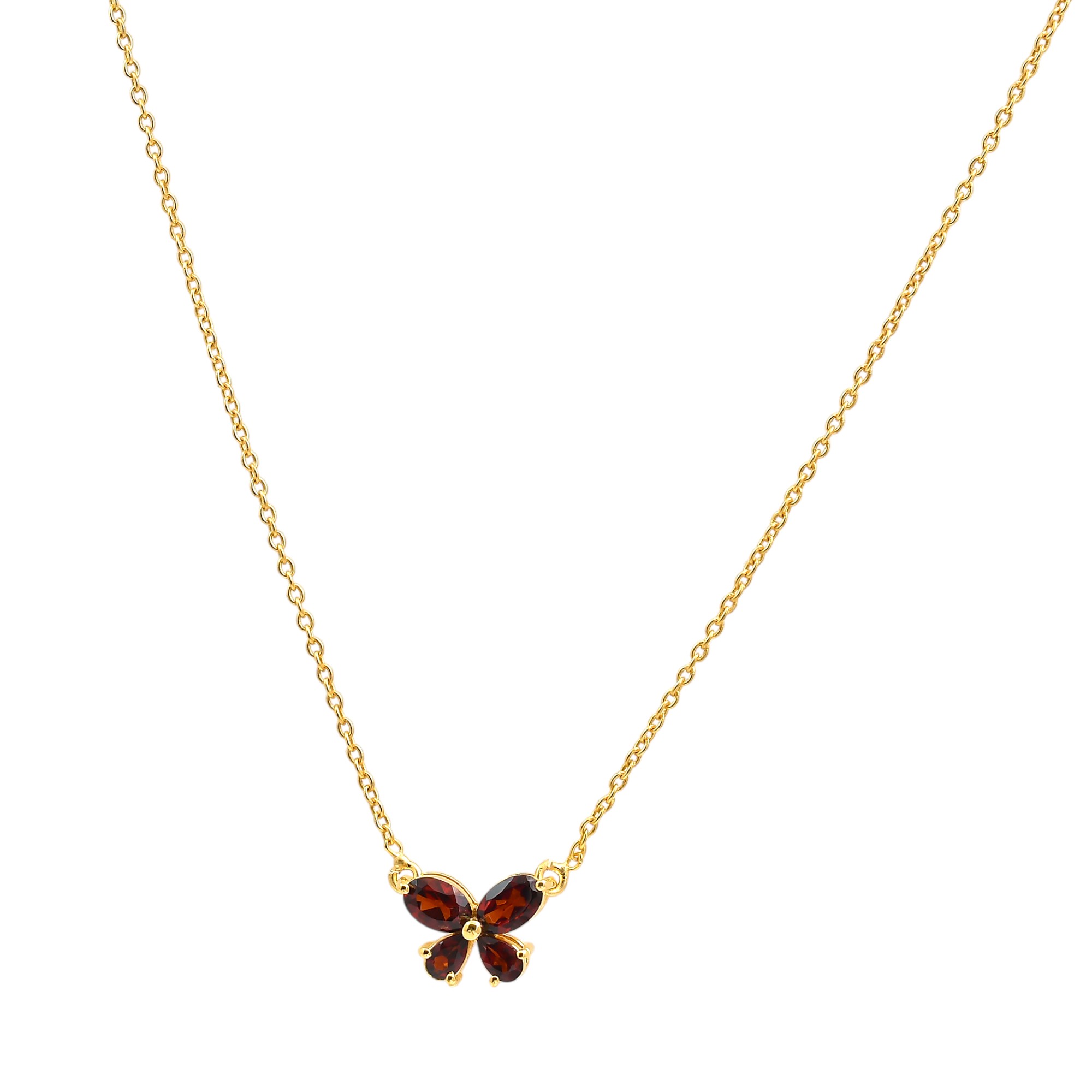 18K Gold Plated Butterfly Gemstone Pendant Necklace for Women TGN1005