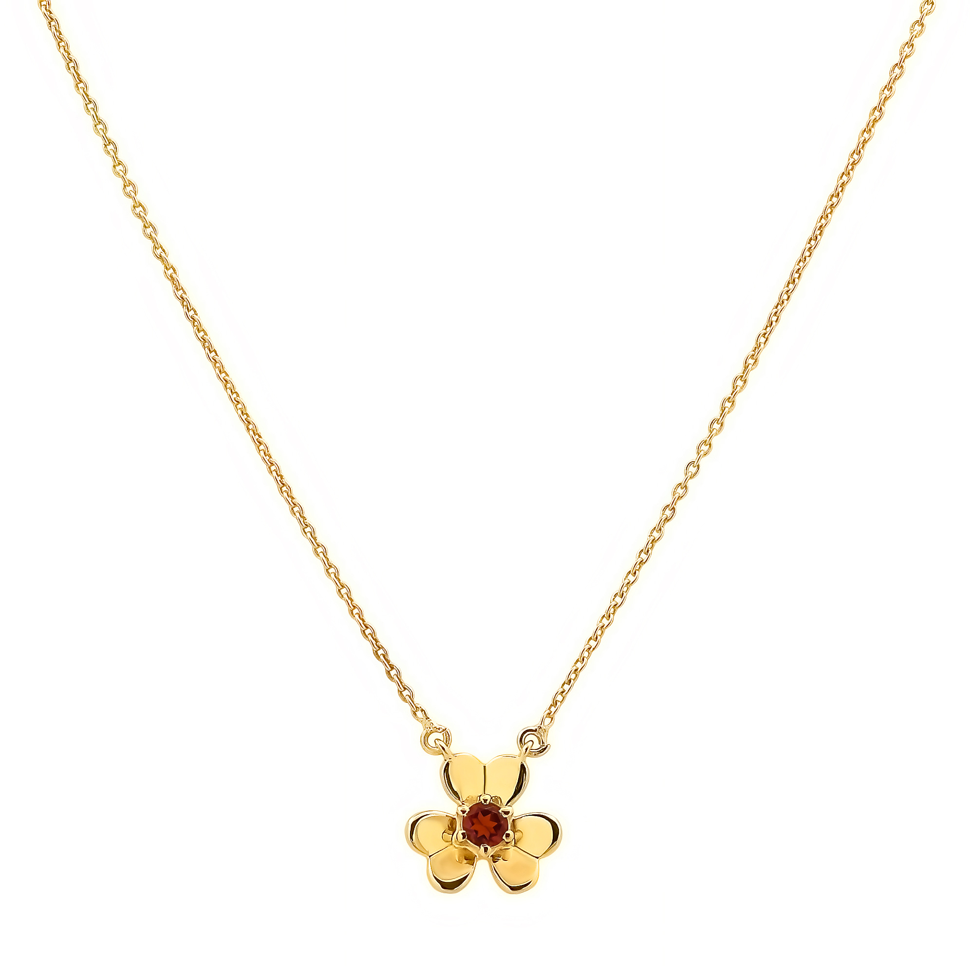 18K Gold Plated Brass Gemstone Flower Design Necklace Dainty Jewelry TGN1006