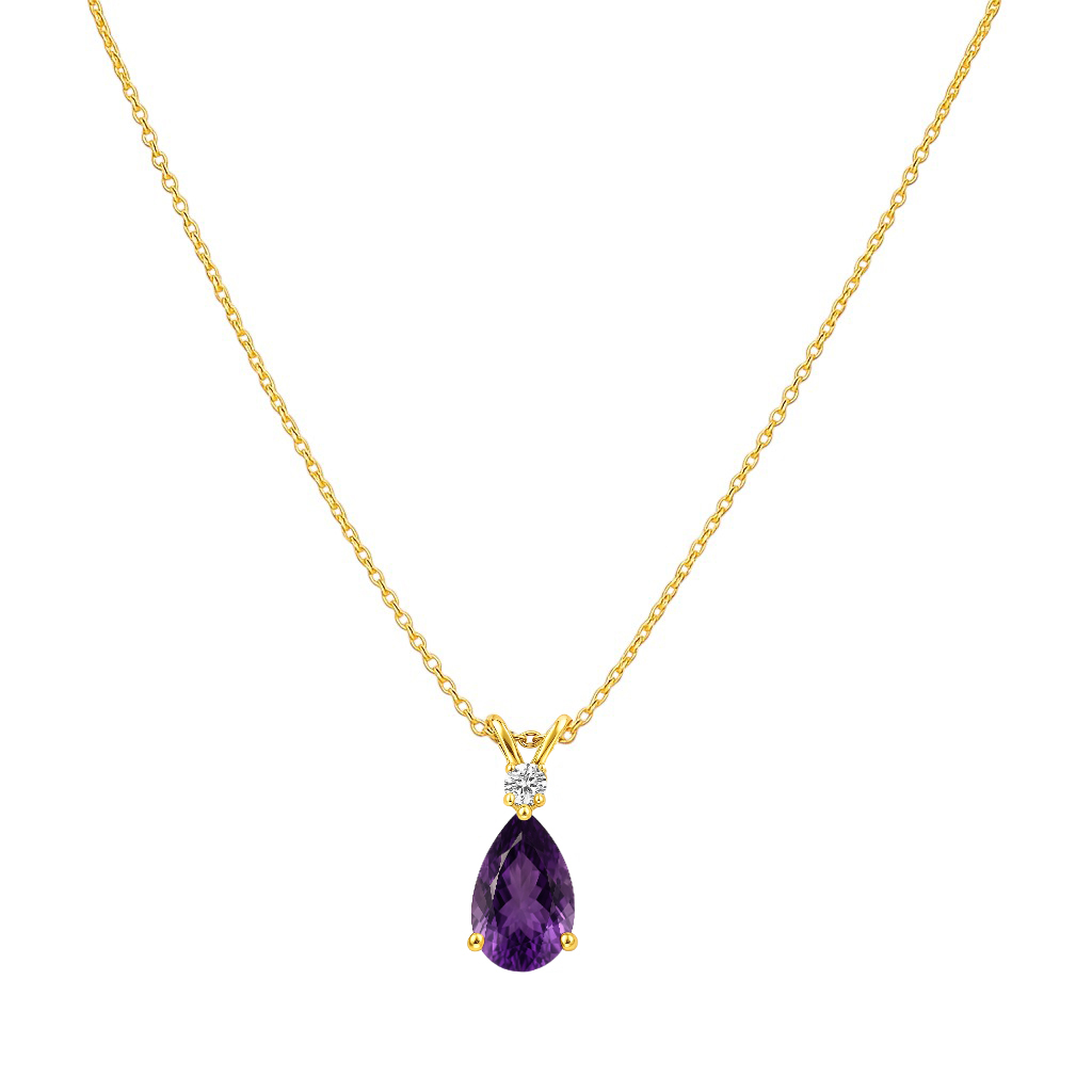 18K Gold Over Brass Pear Cut Gemstones Necklace Jewelry EN-1040 TGN1011