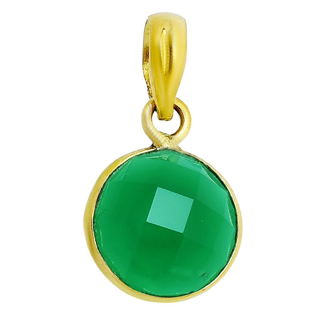 R*︎様 18金 18K Gold Over Brass Natural Gemstones Round Shape Pendant PM