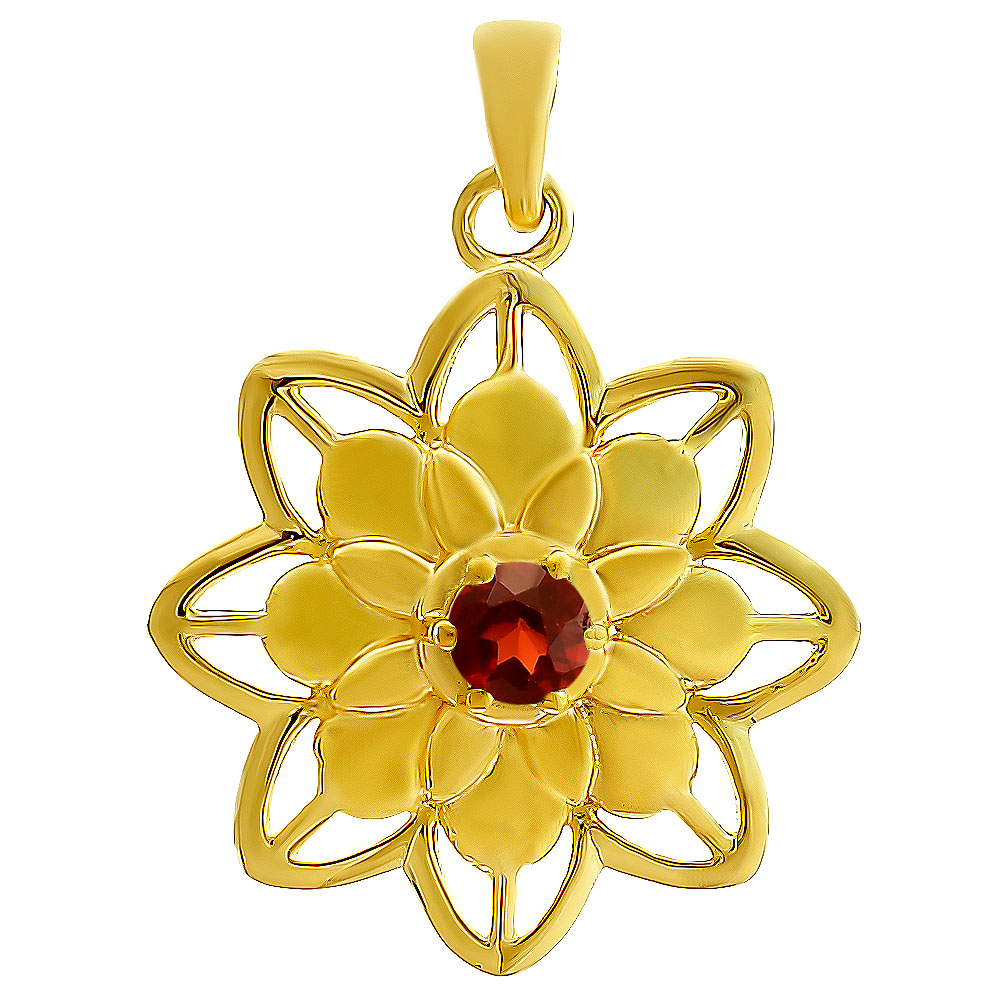 18K Gold Plated Colorful Gemstone Lotus Pendant Spiritual Jewelry TGP1007