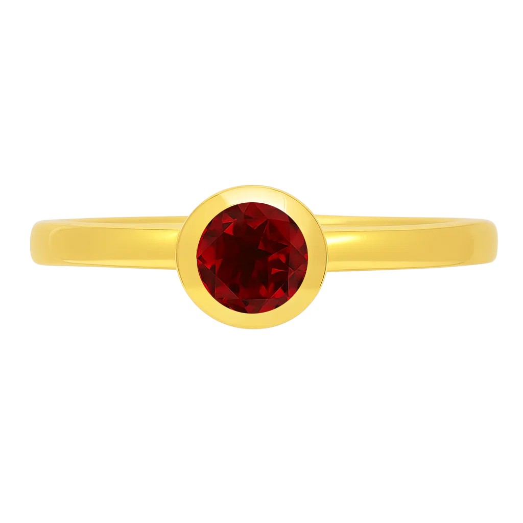 18K Gold Plated Bezel Set Round Stone Stackable Ring – Classic Design TGR1049