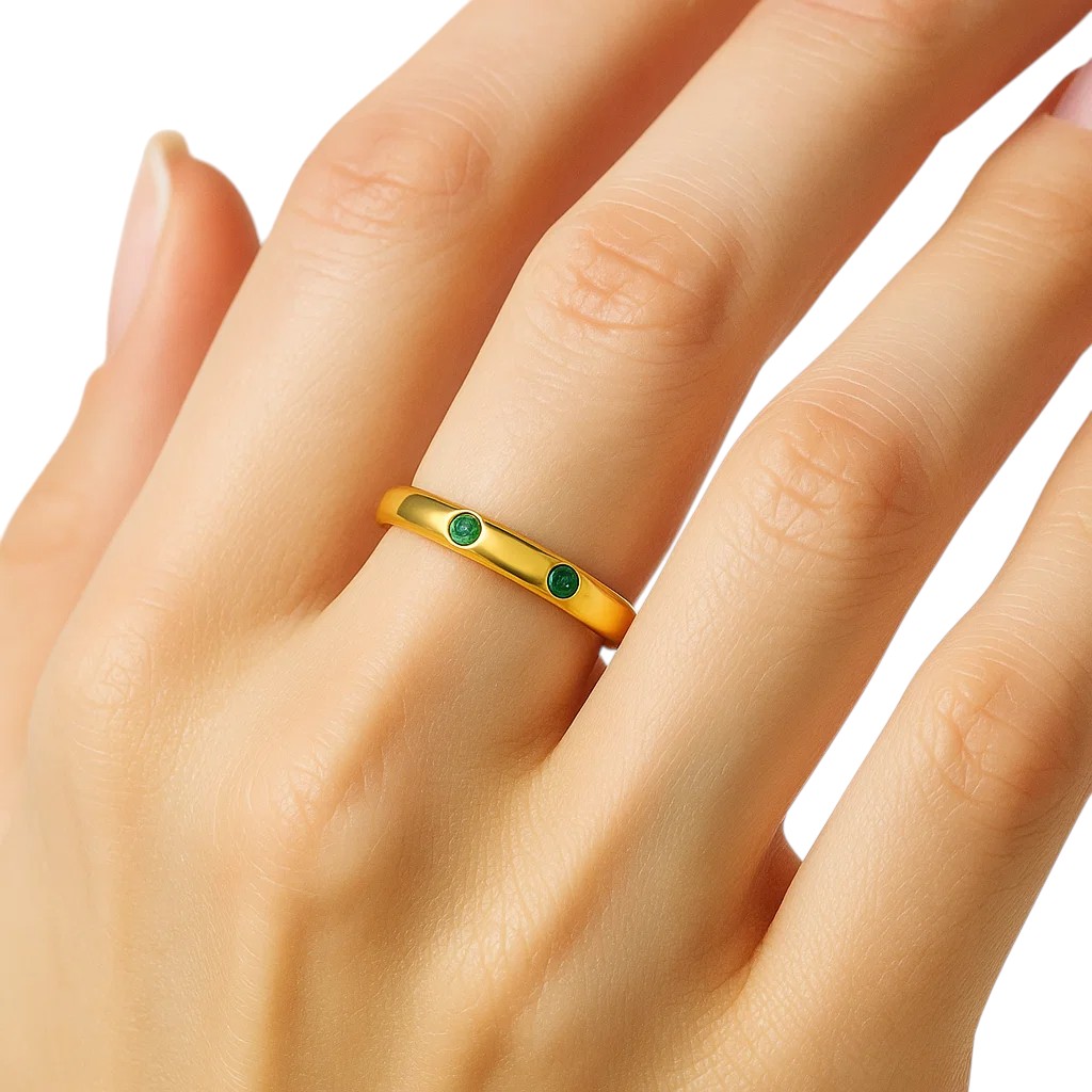 18K Gold Over Brass Round Cut Gemstones Ring Jewelry Size 5-8 RM-1780 TGR1053