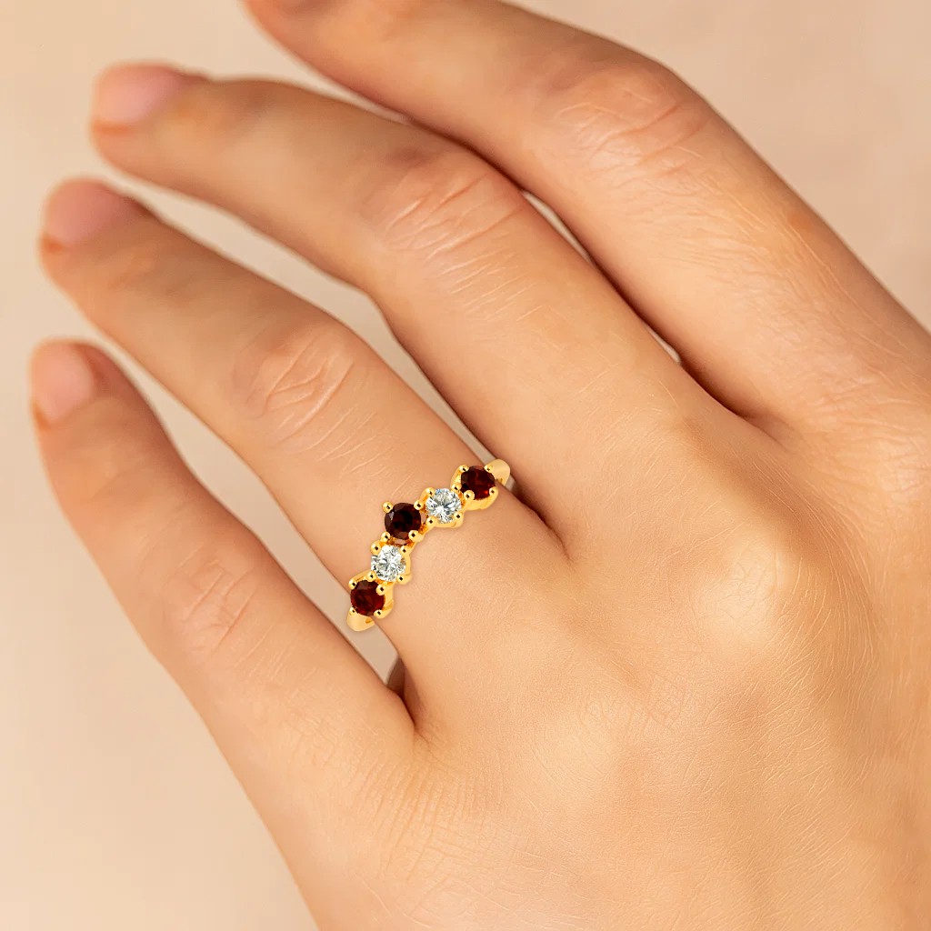 18K Gold Over Brass Round Cut Gemstones Ring Jewelry Size 5-8 RM-1782 TGR1059