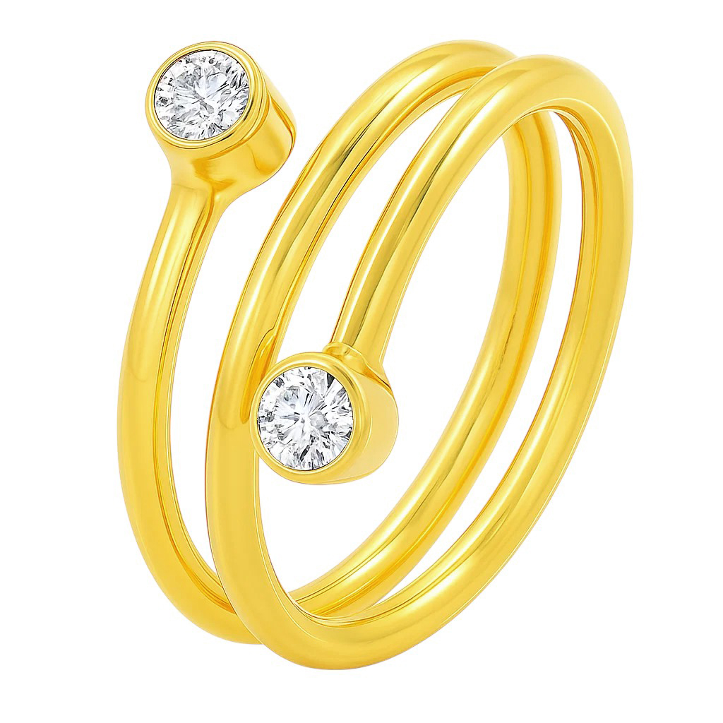 Alternate view of 18k Gold Plated Spiral Wrap Double Stone Adjustable Minimalist Ring Tgr1063