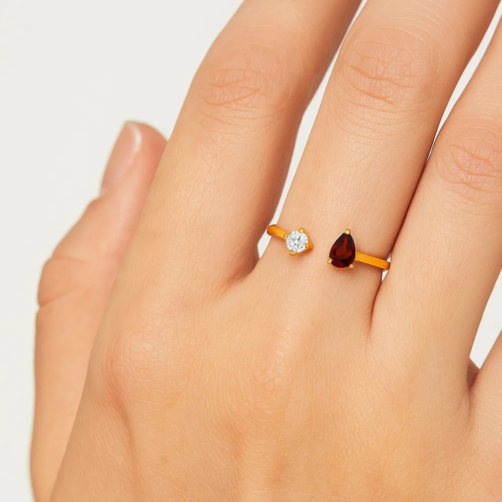 18K Gold Over Brass Pear Cut Gemstones Ring size 5-8 Jewelry RM-1788 TGR1066